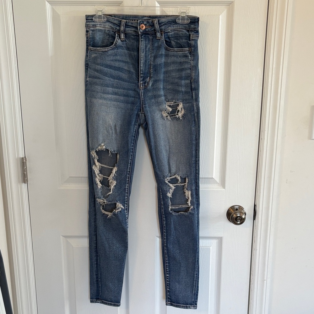 American Eagle Outfitters Ripped Blue Skinny Jeans